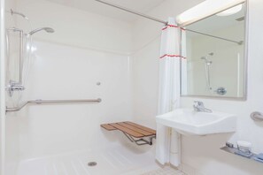 Suite, 1 Queen Bed with Sofa bed, Accessible, Non Smoking (Roll-In Shower) | Bathroom | Combined shower/bathtub, hair dryer, towels, soap - MainStay Suites Northbrook Wheeling (Wheeling)