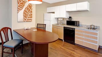Premium bedding, pillow-top beds, desk, laptop workspace