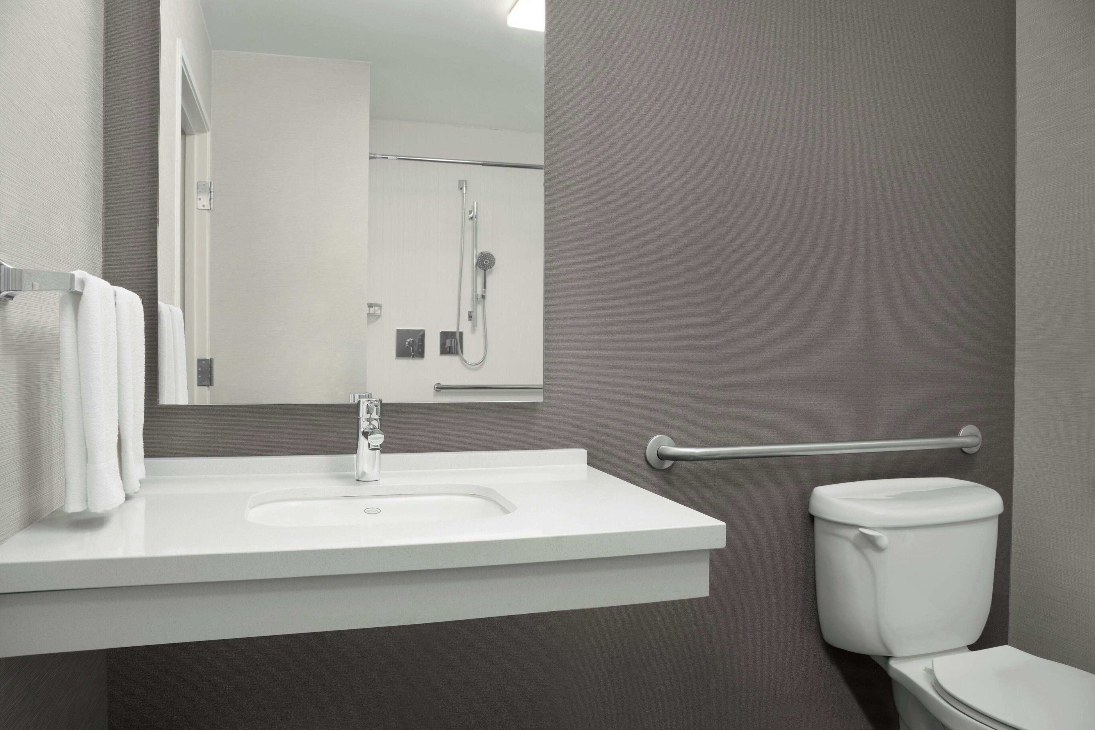 free toiletries, hair dryer, towels