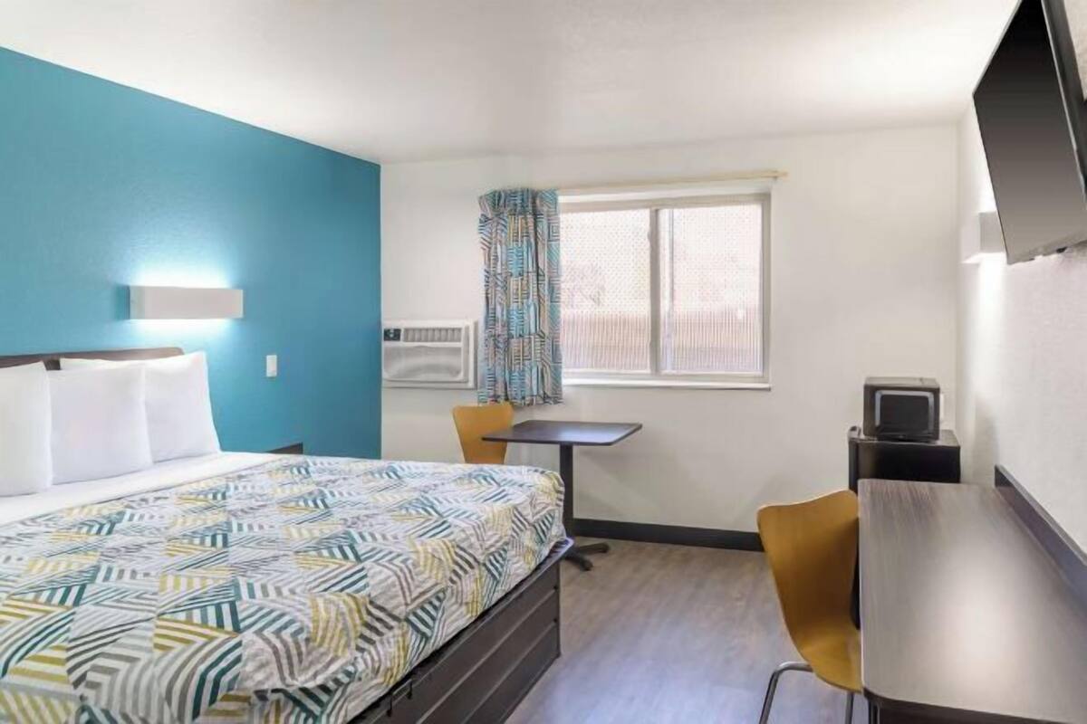 Desk, blackout drapes, iron/ironing board, WiFi (free)