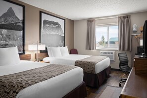 Economy Room, 2 Queen Beds, Non Smoking | Desk, laptop workspace, blackout curtains, iron/ironing board