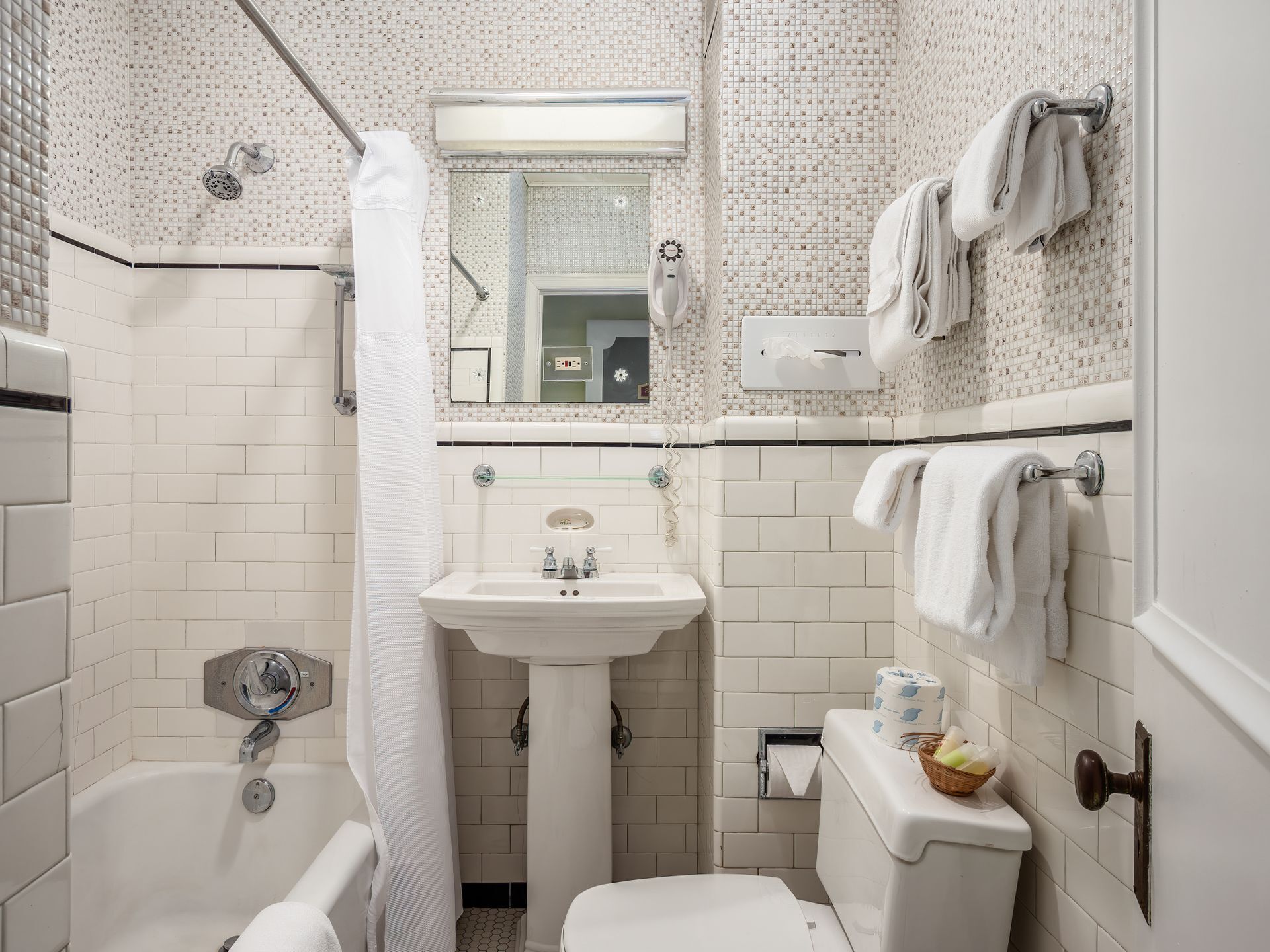 free toiletries, hair dryer, towels