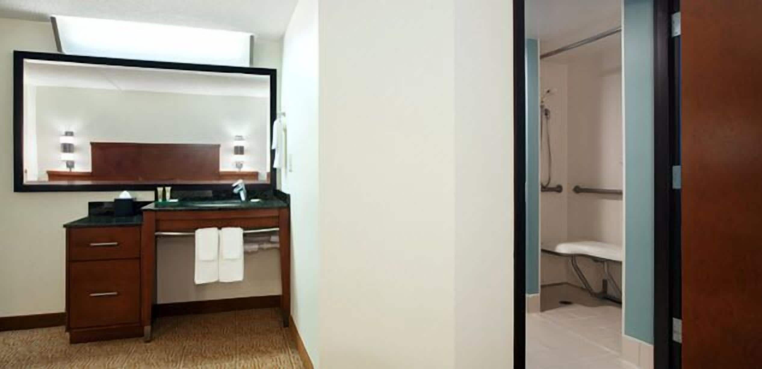 guest room, room, 2 double beds | bathroom | combined shower/bathtub, designer toiletries, hair dryer, towels