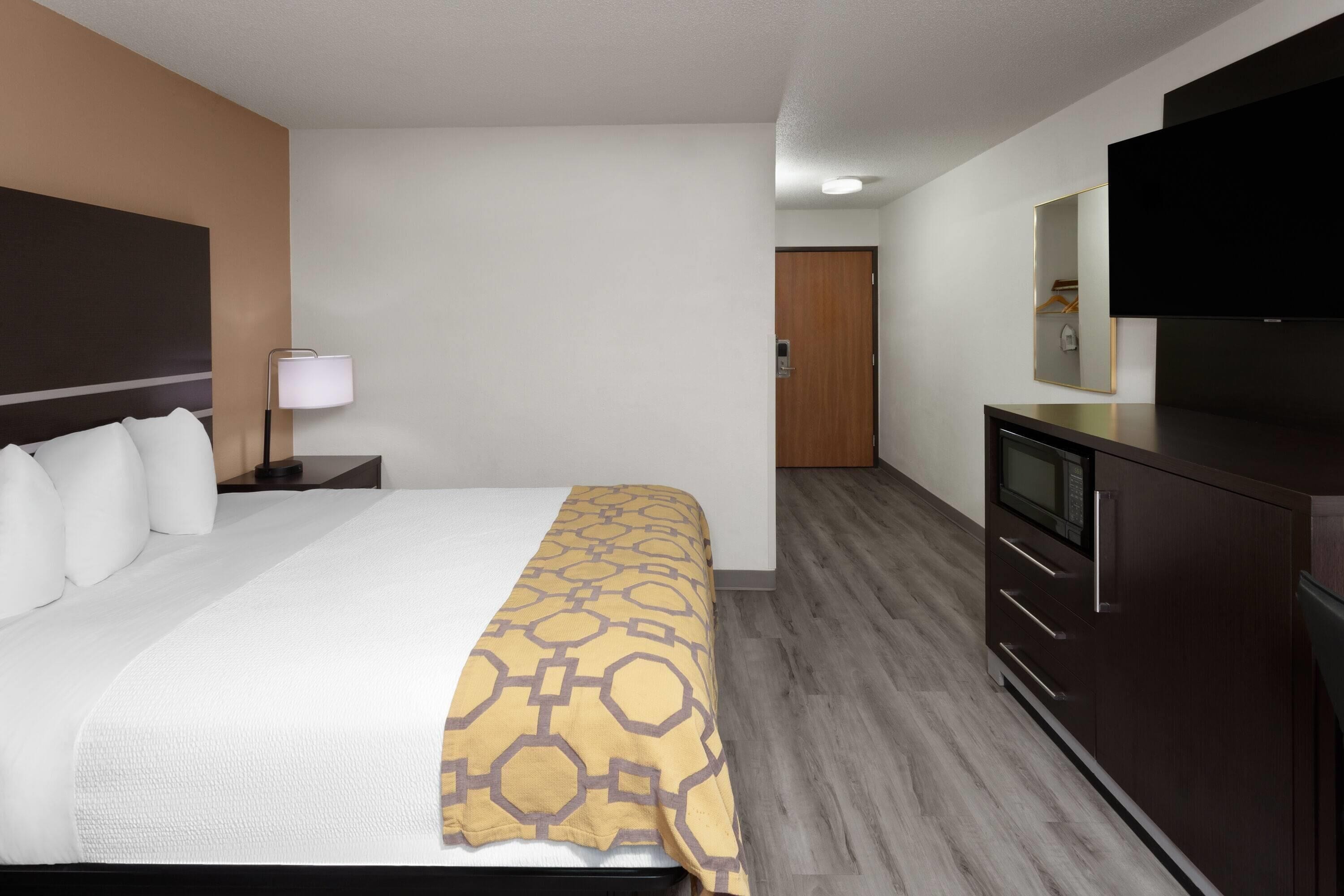 hypo-allergenic bedding, desk, blackout curtains, soundproofing