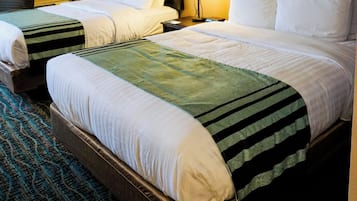 Premium bedding, desk, blackout curtains, iron/ironing board