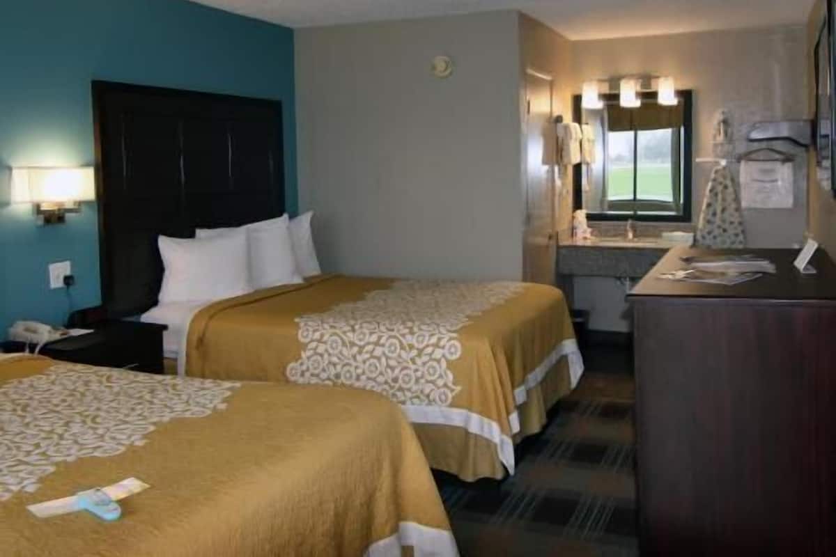 Premium bedding, desk, blackout drapes, iron/ironing board