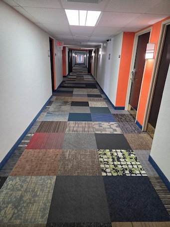 Hallway. Red Carpet Inn