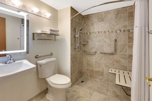 Chambre, 2 grands lits, accessible aux personnes à mobilité réduite, non-fumeur | Salle de bain