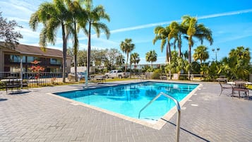 Outdoor pool, pool loungers