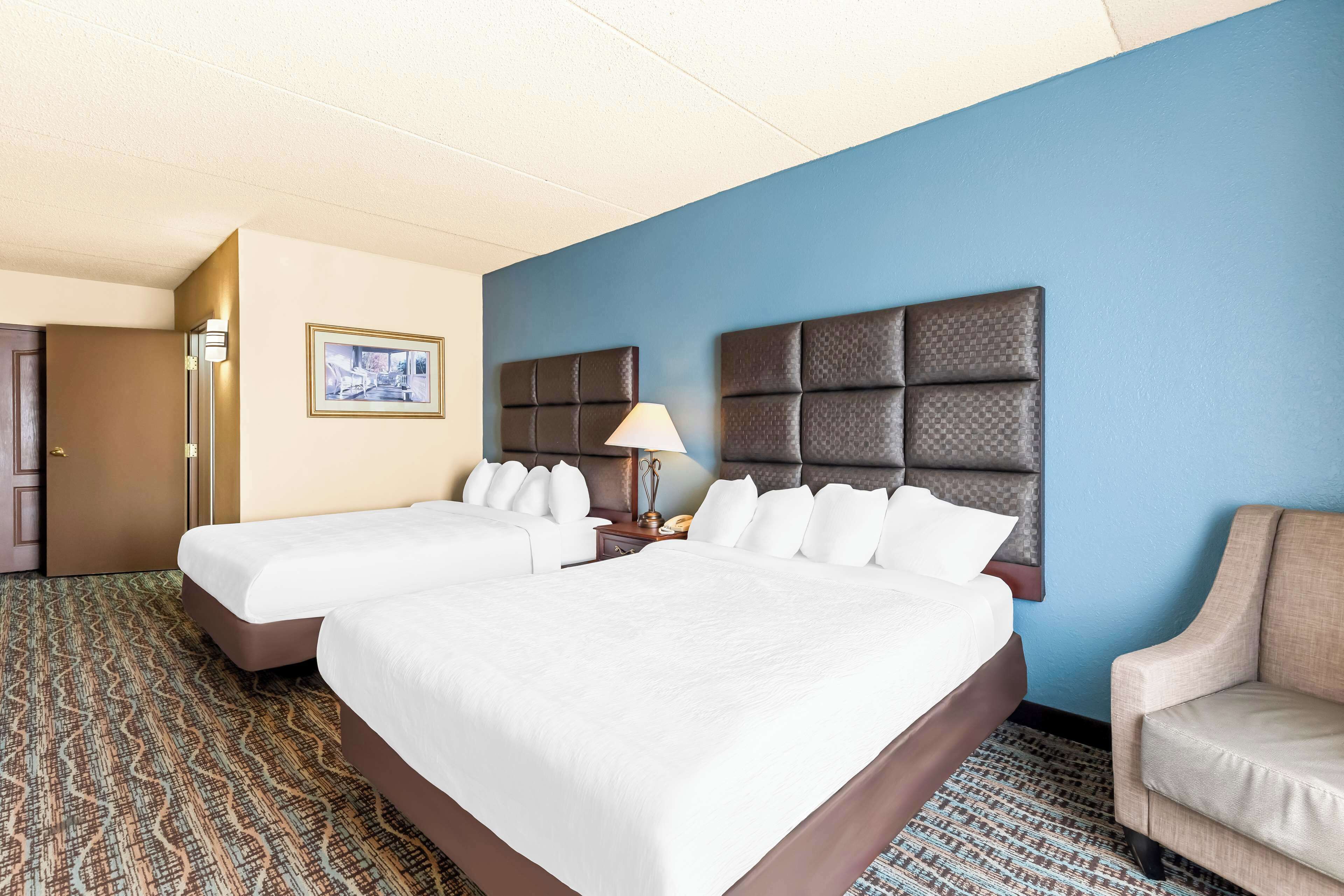 standard room, 2 queen beds, non smoking, refrigerator & microwave | pillow-top beds, in-room safe, desk, laptop workspace