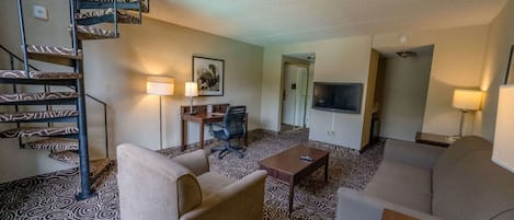Suite, 1 King Bed with Sofa bed (Coast Townhouse Loft Suite) | Desk, iron/ironing board, free cribs/infant beds, travel crib