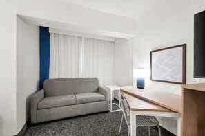 Huone, 1 suuri parisänky ja vuodesohva | Oleskelualue | Taulutelevisio