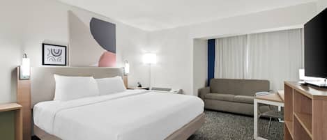 Room, 1 King Bed with Sofa bed | Premium bedding, individually decorated, individually furnished, desk