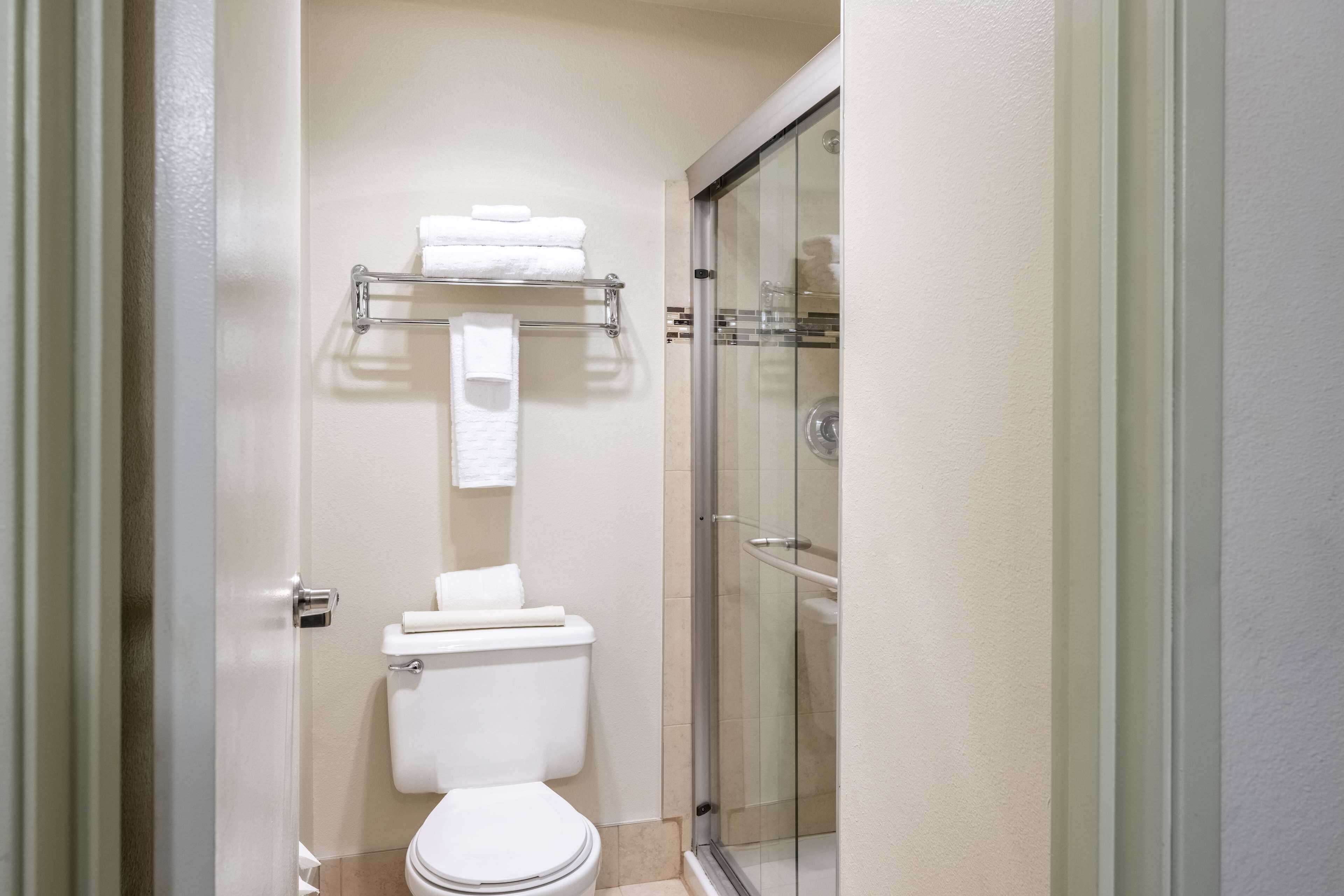 standard room, 1 king bed, non smoking, jetted tub | bathroom | combined shower/bathtub, free toiletries, hair dryer, towels