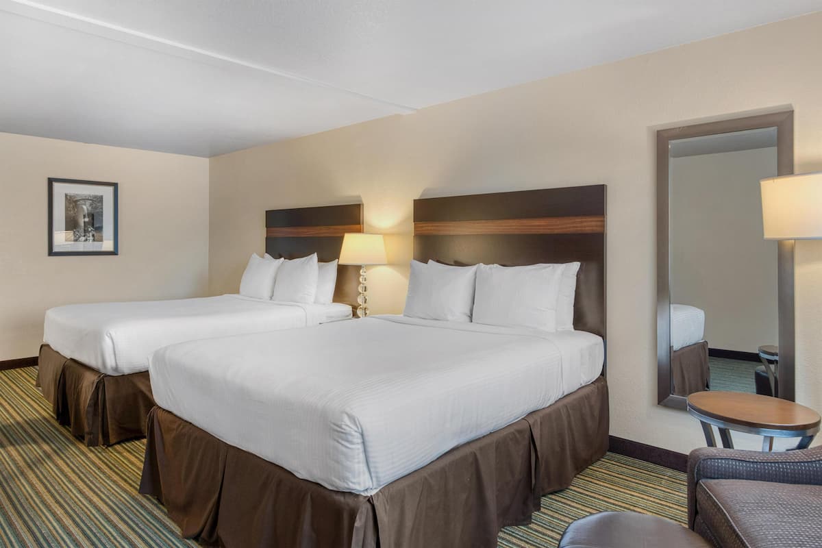 Standard Room, 2 Queen Beds, Accessible, Non Smoking | In-room safe, desk, laptop workspace, iron/ironing board