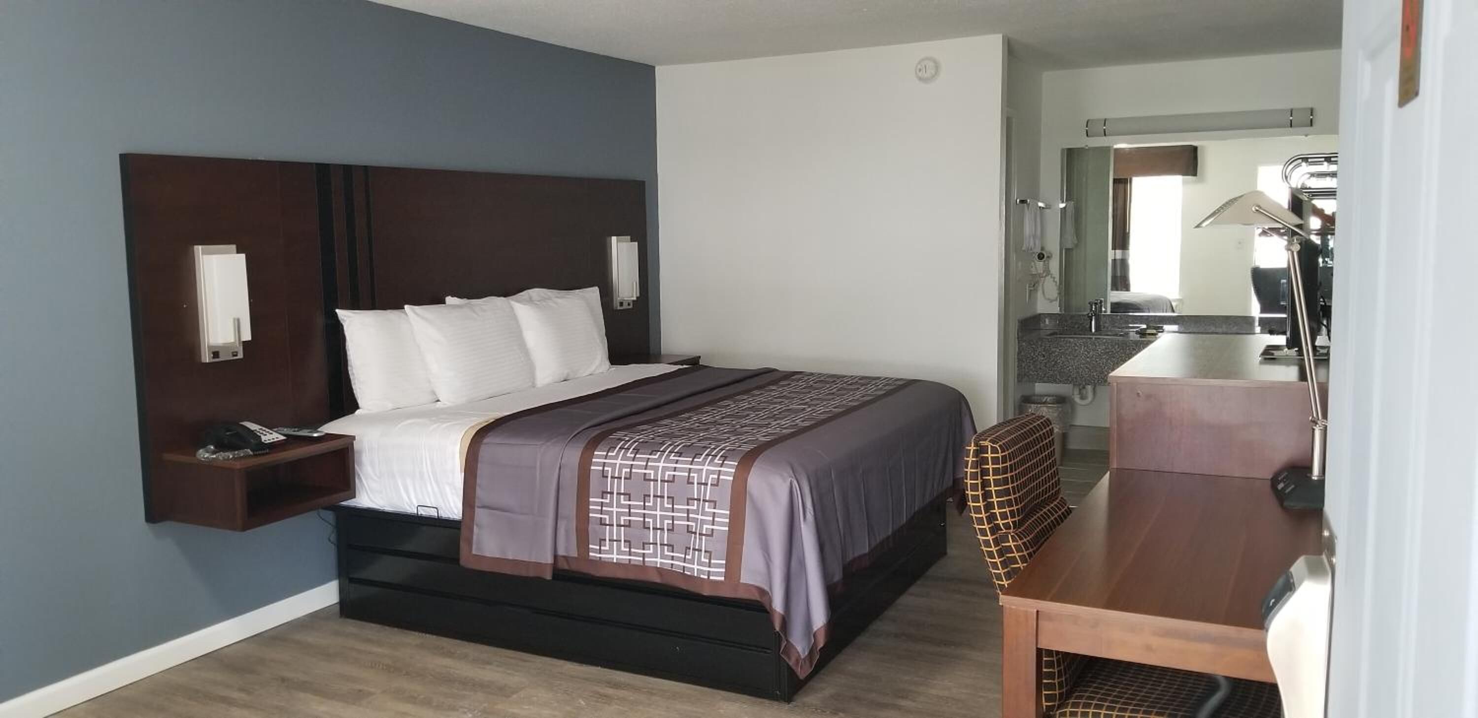 Desk, blackout drapes, iron/ironing board, free WiFi