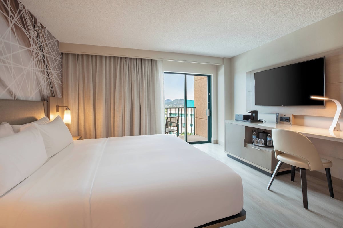 In-room safe, desk, laptop workspace, blackout curtains