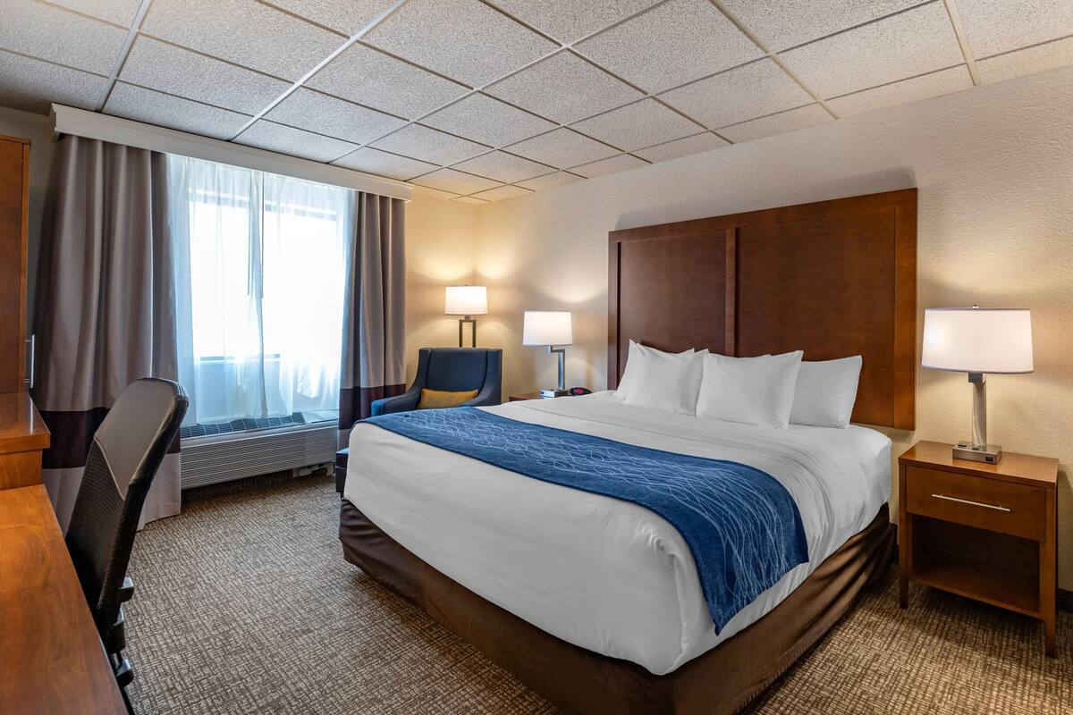 Room, 1 King Bed, Non Smoking | Pillowtop beds, desk, laptop workspace, iron/ironing board