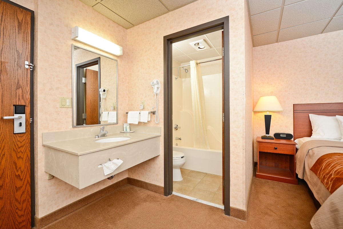 free toiletries, hair dryer, towels, soap