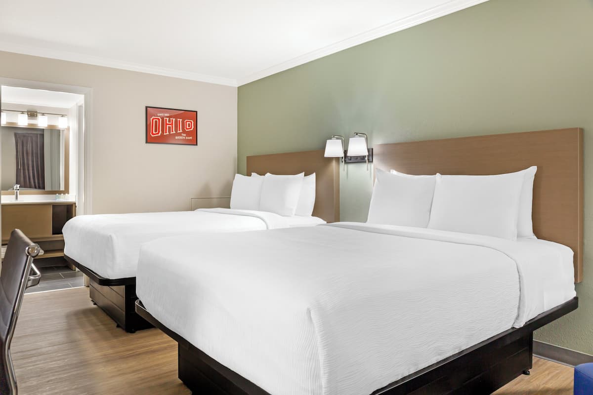 Room, 2 Queen Beds, Non Smoking | Premium bedding, desk, blackout curtains, iron/ironing board