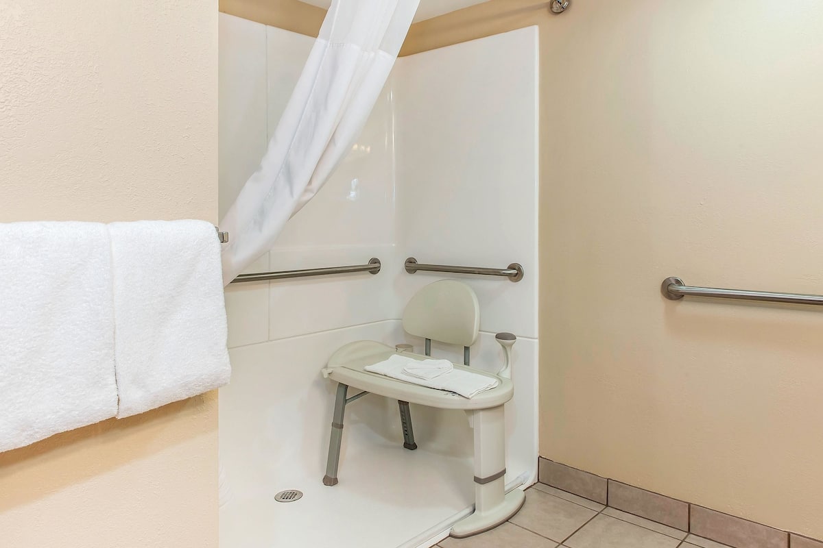Room, 1 Queen Bed, Accessible, Non Smoking | Bathroom | Combined shower/bathtub, free toiletries, hair dryer, towels