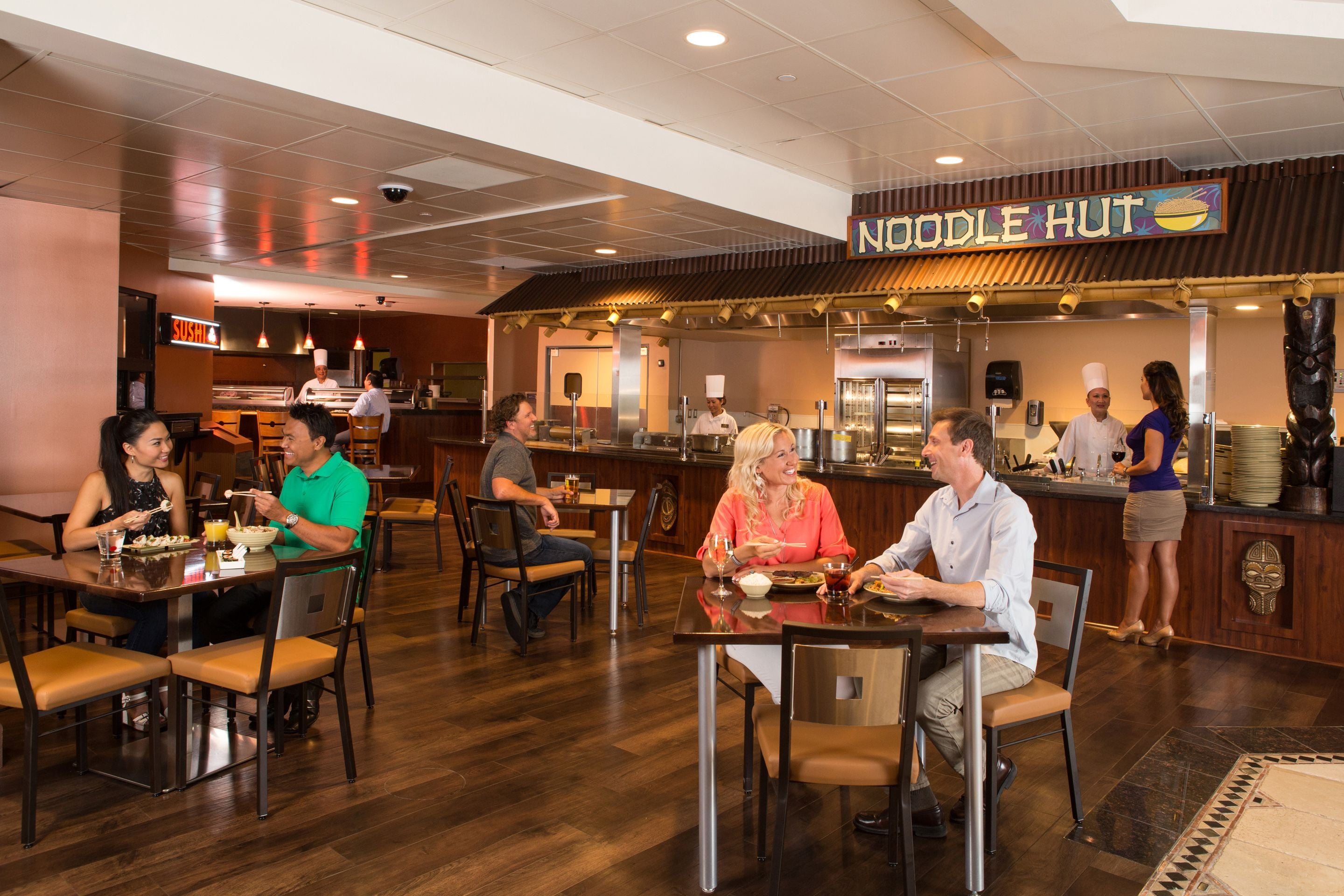 5 restaurants, breakfast, lunch, dinner served; american cuisine