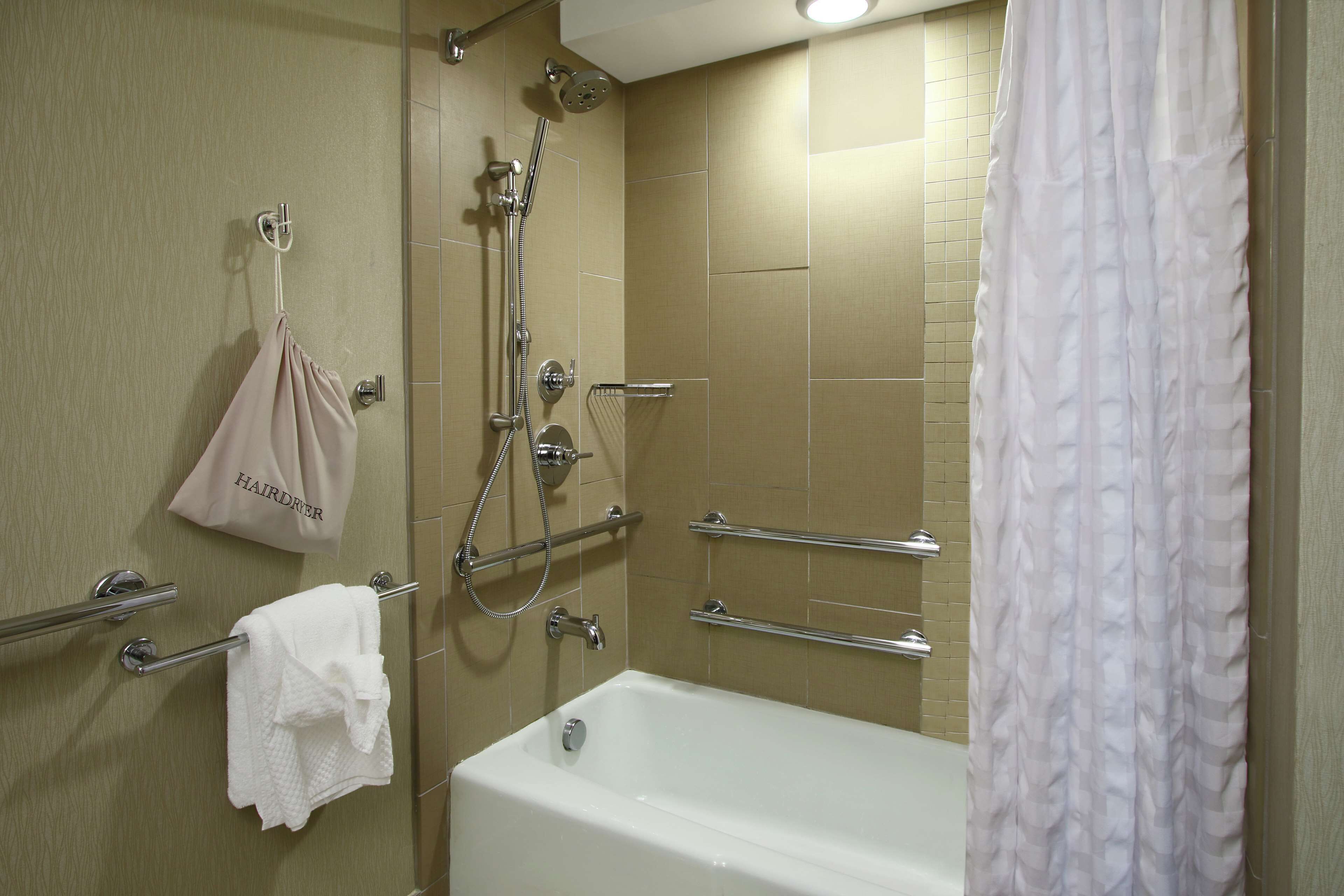 room, 2 double beds, accessible, bathtub | bathroom | combined shower/bathtub, free toiletries, hair dryer, towels