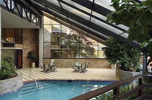 Indoor pool, outdoor pool, pool loungers