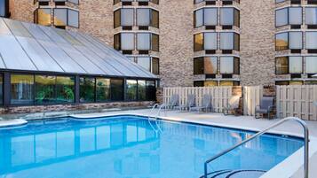 Indoor pool, outdoor pool, sun loungers