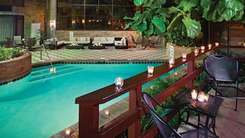 Indoor pool, outdoor pool, sun loungers