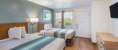 Suite, 2 Queen Beds, Non Smoking | Laptop workspace, blackout drapes, free WiFi, bed sheets