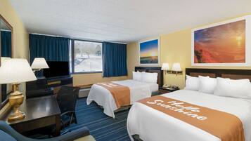 Room, 2 Queen Beds, Non Smoking | Desk, laptop workspace, blackout drapes, iron/ironing board