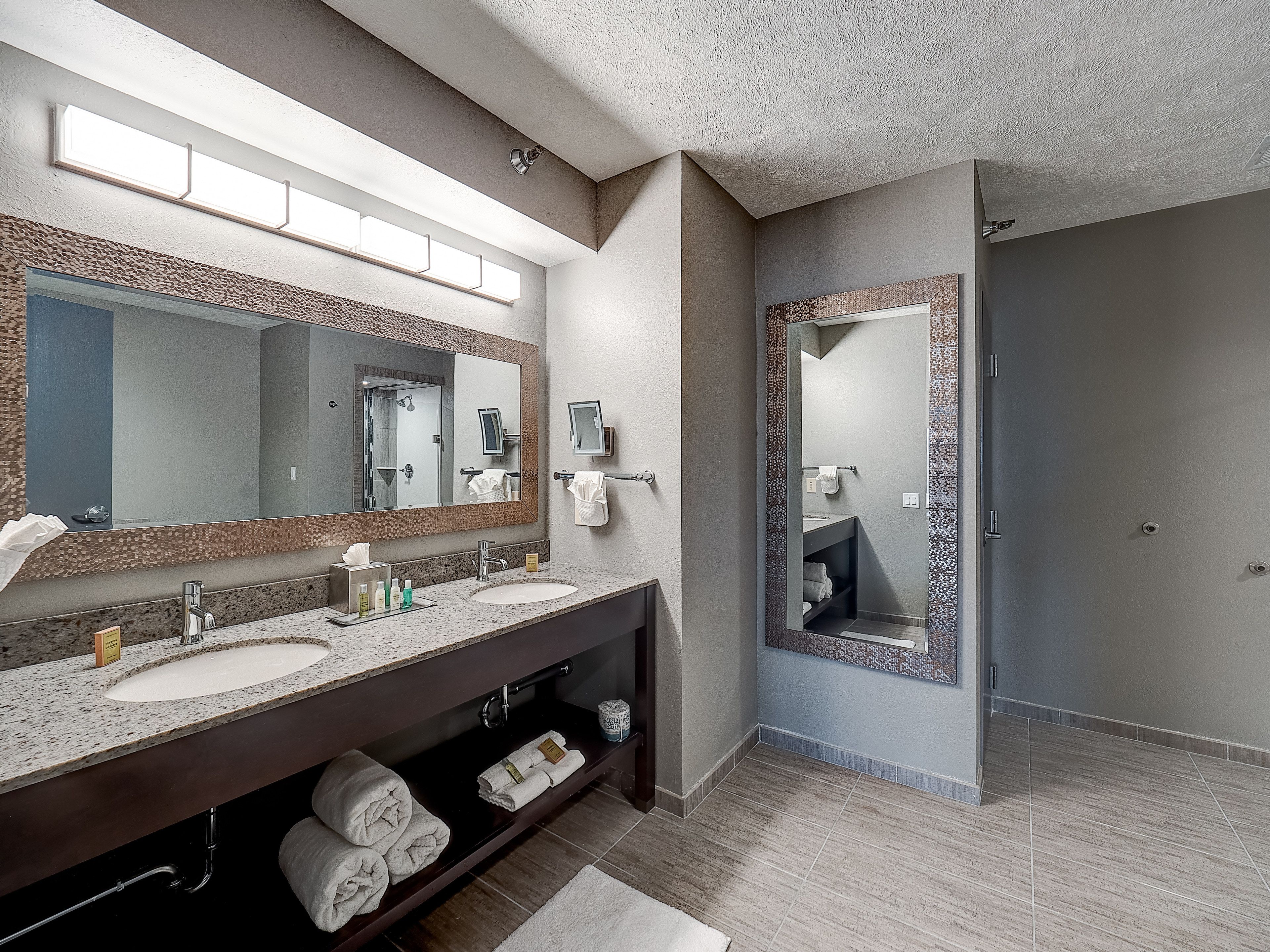 junior studio suite, 1 king bed, non smoking (presidential) | bathroom | eco-friendly toiletries, hair dryer, towels, soap