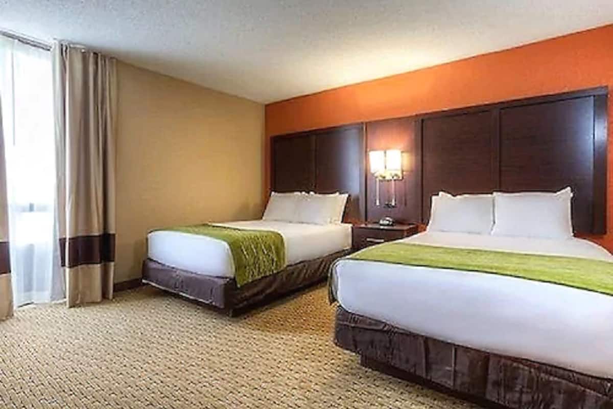 standard studio suite, 2 double beds, accessible, non smoking | 1 bedroom, pillow-top beds, desk, blackout curtains