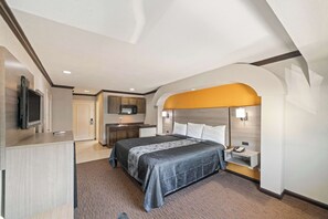 غرفة - سرير ملكي - لغير المدخنين - بمطبخ مصغر | ستائر تعتيم ومكواة/لوح كي وأسرّة أطفال/رضّع وأسرّة قابلة للطي