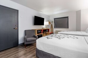 Standard Room, 2 Double Beds, Non Smoking | In-room safe, desk, iron/ironing board, rollaway beds