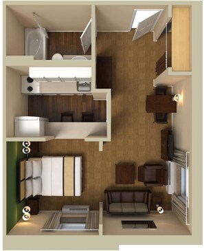 Estúdio luxo, 1 cama Queen e sofá-cama, para não fumantes | Edredons de pluma, individualmente decorados, individualmente mobiliados