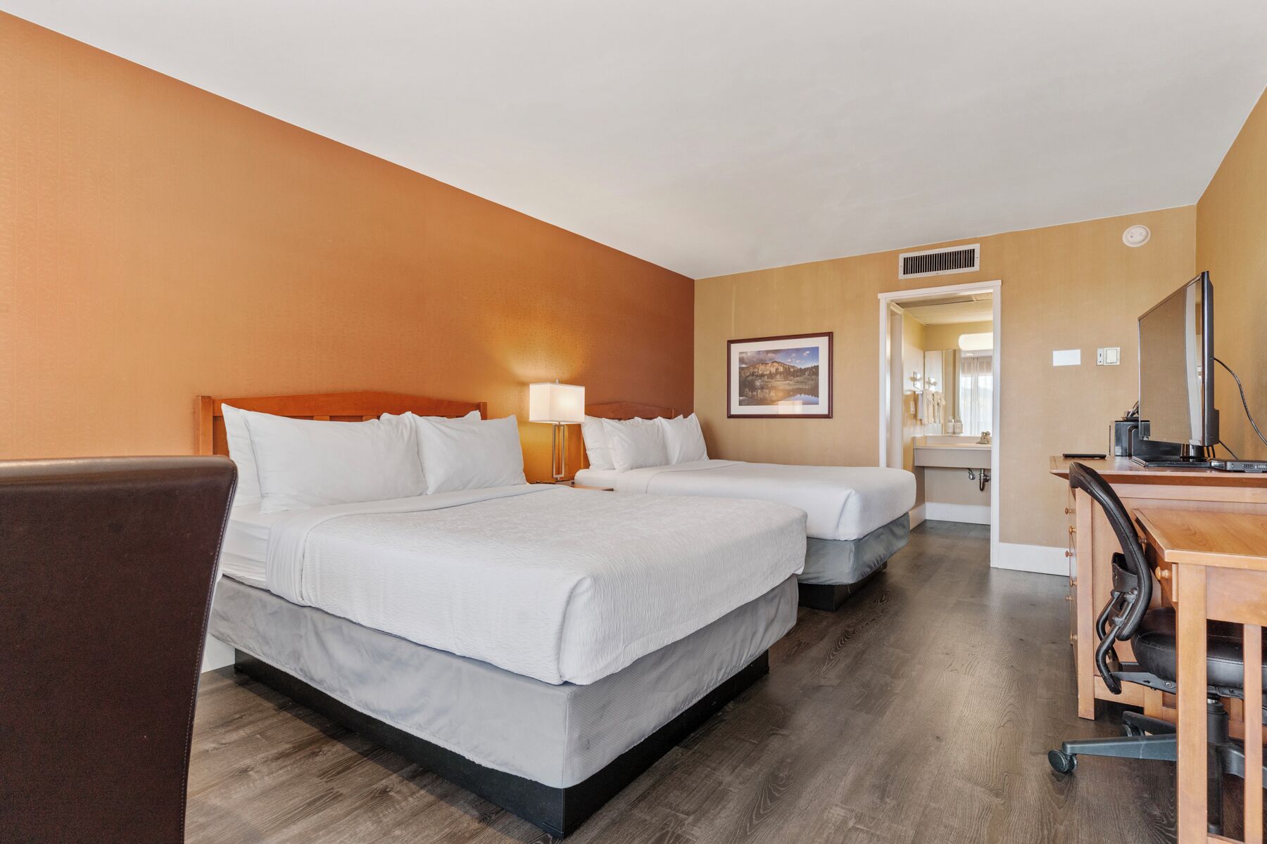 standard room, 2 queen beds | premium bedding, down duvets, desk, blackout curtains