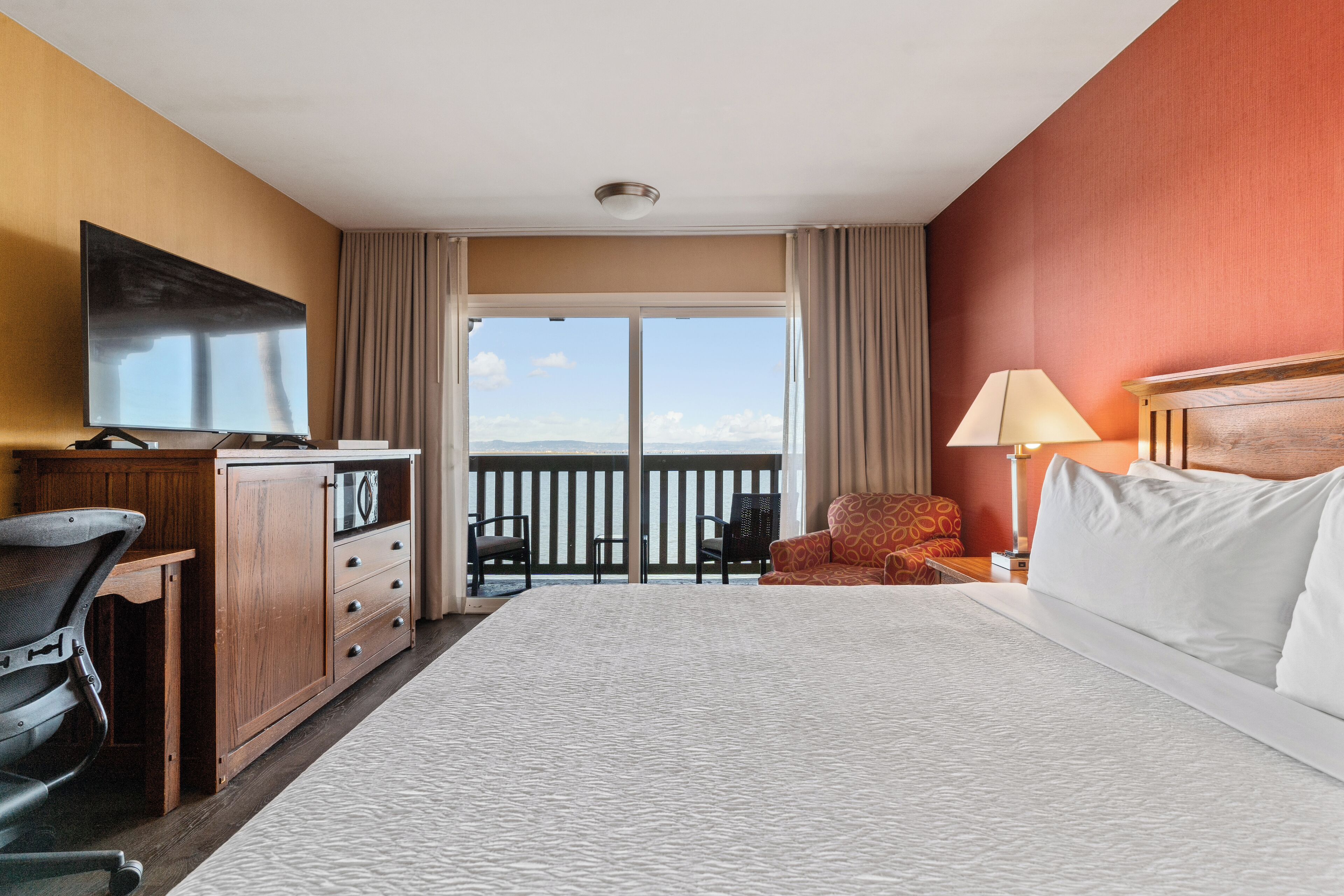 room, 1 king bed, balcony, bay view | view from room