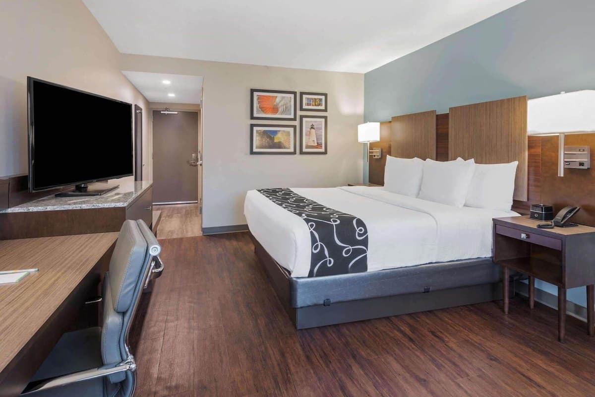 Hypo-allergenic bedding, pillow-top beds, desk, laptop workspace