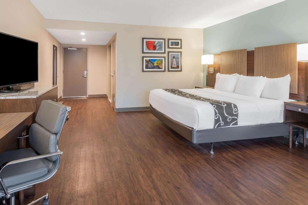 Hypo-allergenic bedding, pillow-top beds, desk, laptop workspace