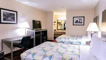 Individually furnished, desk, laptop workspace, blackout drapes