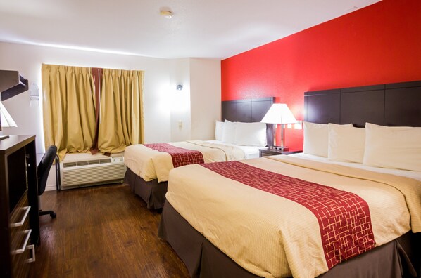 Deluxe Room, 2 Queen Beds, Non Smoking | Desk, laptop workspace, blackout curtains, free cots/infant beds