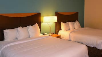 Standard Room, 2 Queen Beds, Non Smoking | Desk, laptop workspace, blackout drapes, iron/ironing board