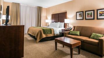 Premium bedding, pillow-top beds, desk, laptop workspace