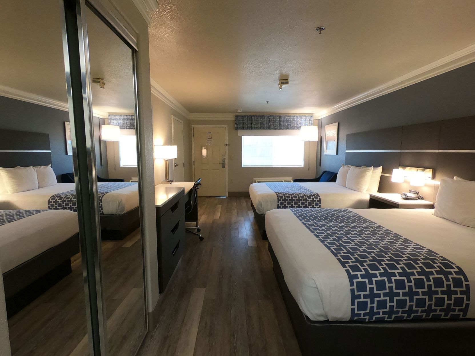 Desk, blackout curtains, iron/ironing board, free WiFi