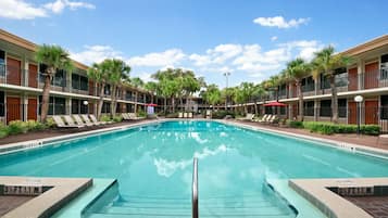 2 outdoor pools, open 8:00 AM to 10:00 PM, pool umbrellas, sun loungers