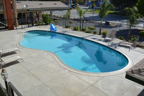 Outdoor pool, sun loungers