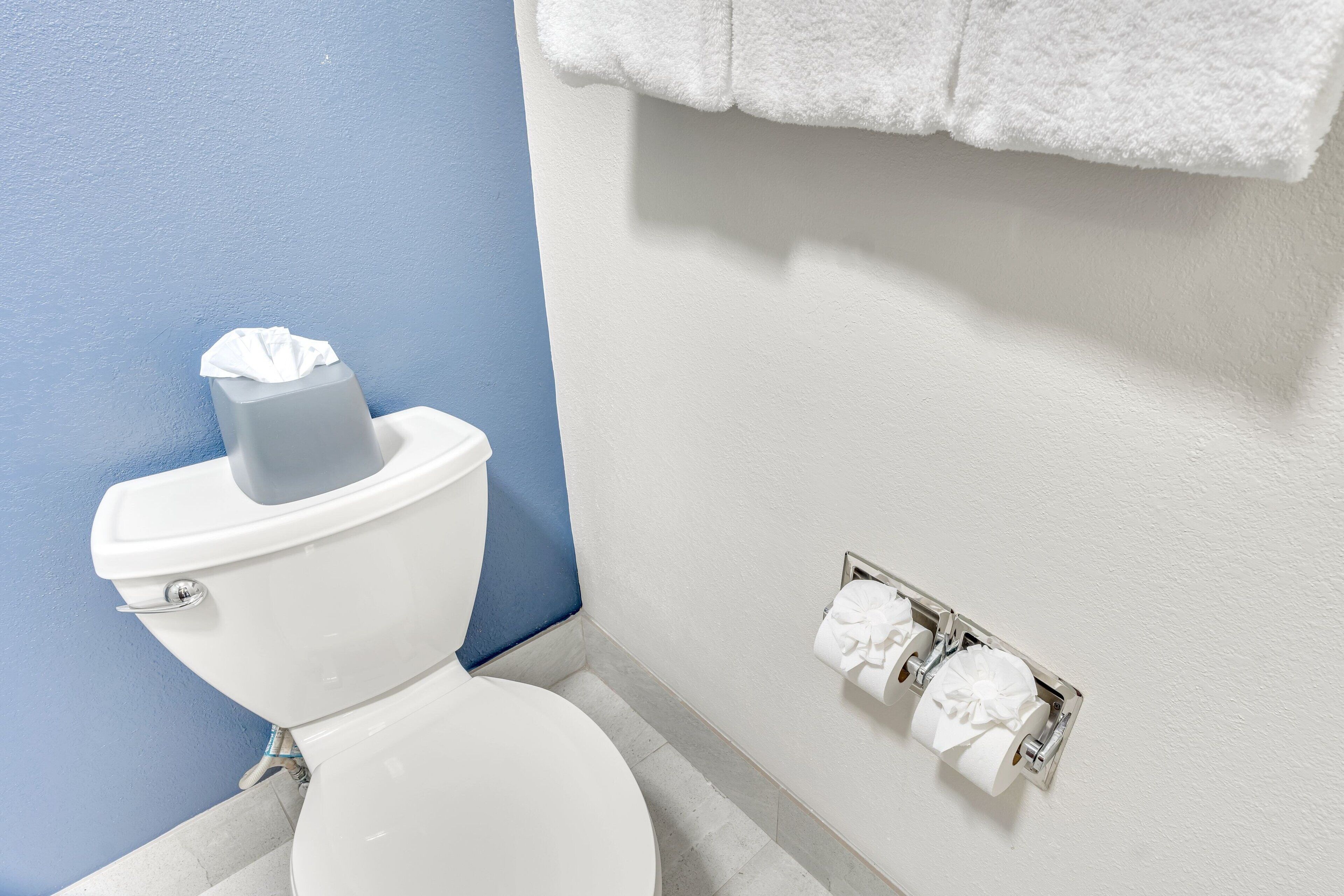 free toiletries, hair dryer, towels