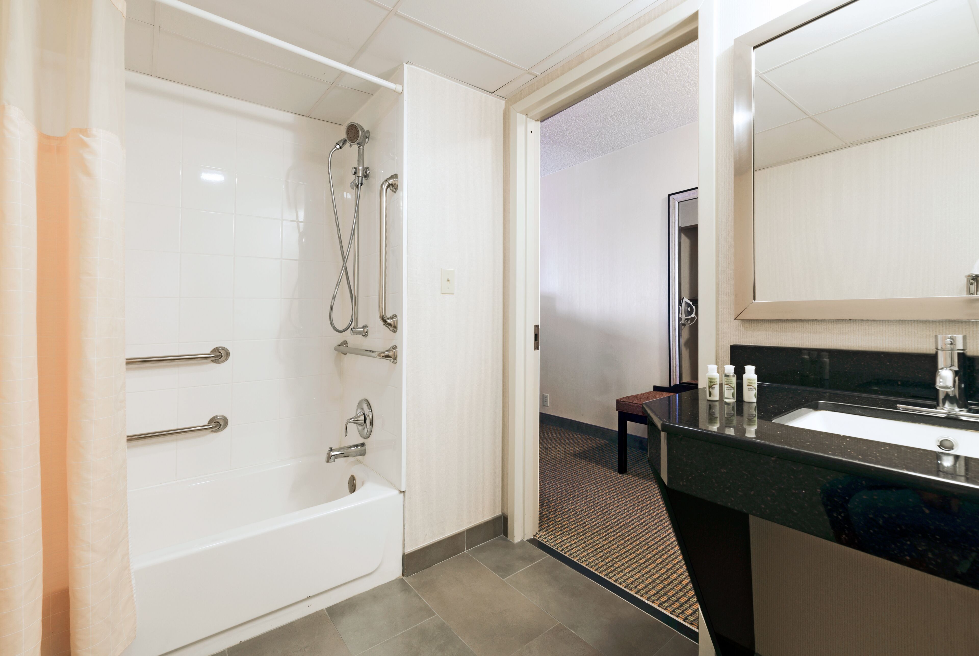 free toiletries, hair dryer, towels